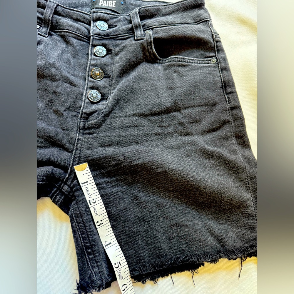 PAIGE Women's Sarah Exposed‎ Button Fly Raw Hem Longline Short size 25 - Picture 8 of 8